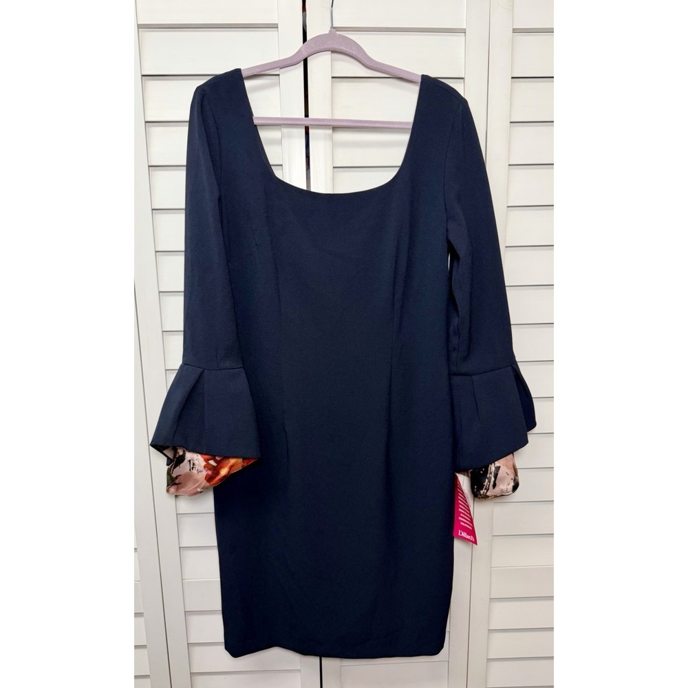 Nicole Miller New York Floral Lined Bell Sleeve Sheath Dress Women's Size 14 NWT - Picture 2 of 13